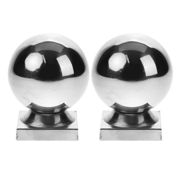 Raindrops Stainless Steel Handrail Balls for Flagpole Posts 2pcs Silver Decorative Round Post Caps Small Size