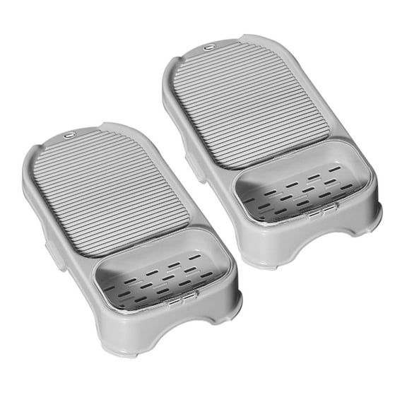 Raindrops Bathroom Soap Holder Washboard Light Grey 2Pcs