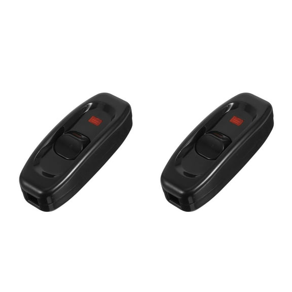 Raindrops in-Line Cord Switch, Black, LED Light, Night Convenience, Sleek Design, 2Pcs