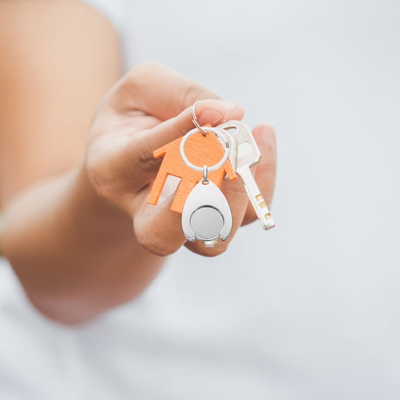 Raindrops 2pcs Key Ring Shopping Trolley Token Metal Coin Holder for Shoppers Supermarket