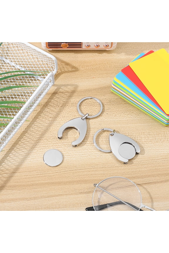 2-Pack Metal Key Shopping Cart Token Holder for Supermarket Shoppers and Grocery Carts