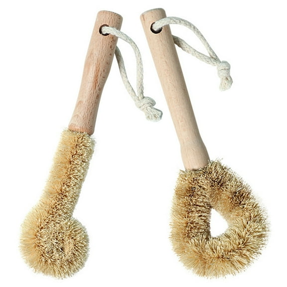 Raindrops 2Pcs Scrub Brush Light Yellow for Kitchen Pots Pans and Water Bottle Cleaning