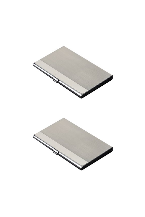 2pcs Large Capacity Case Stainless Steel Working Holder Metal Name Case Silver