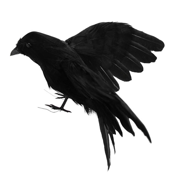 Raindrops 2-Pack Realistic Large Black Crow Bird Toy Models for Outdoor Garden Decoration