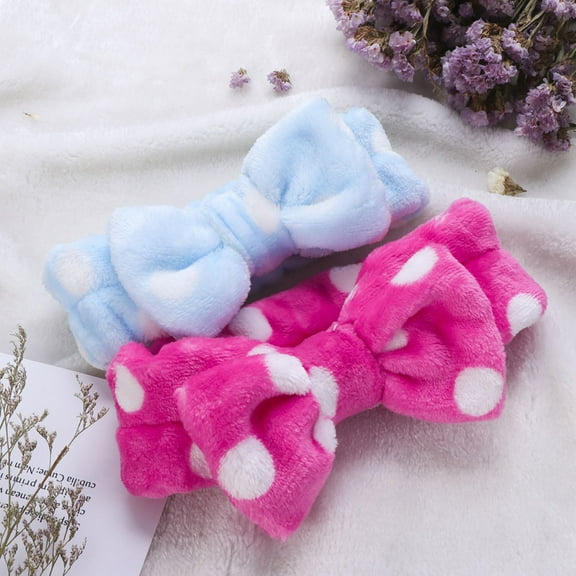 Raindrops 2pcs Makeup Headbands with and Big Bow for Women and Girls Shower Spa and Make Up