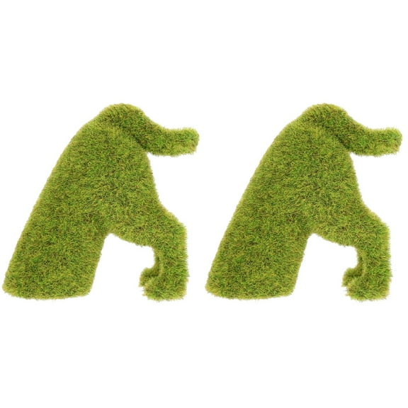 Raindrops 2pcs Moss Statue Flocked Puppy Flocking Peeing Sculpture Green Grass Topiary Figurines Artificial Turf Garden Table Centerpiece