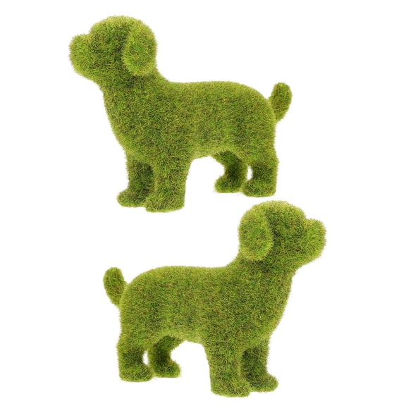 Raindrops Green Flocking Dog Figurine for Indoor and Outdoor Use, 2Pcs