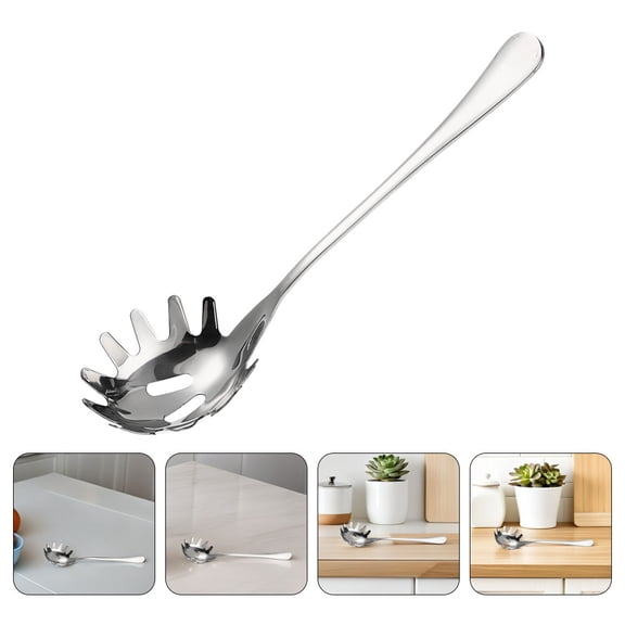 Raindrops 2pcs Pasta Spoon With Teeth Metal Spaghetti Spoon Stainless Steel Noodle Scoop Pasta Spoon Spaghetti Server For Cooking Kitchen Utensil For Home And Restaurant Use
