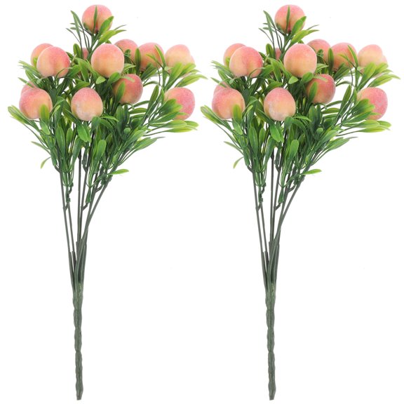Raindrops 2Pcs Artificial Peach Stems Pink Faux Peaches Decor Wedding Homeowners Decor Accessories