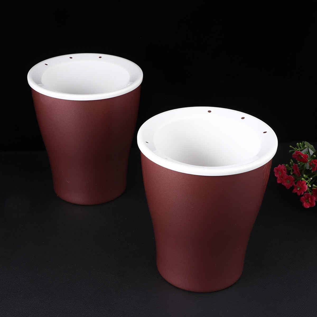 Raindrops 2pcs Plastic Lazy Flower Pot Creative Gardening Planter Self Watering Plant Holder Water Storage Pot for Home (Rose Gold, Large Size)