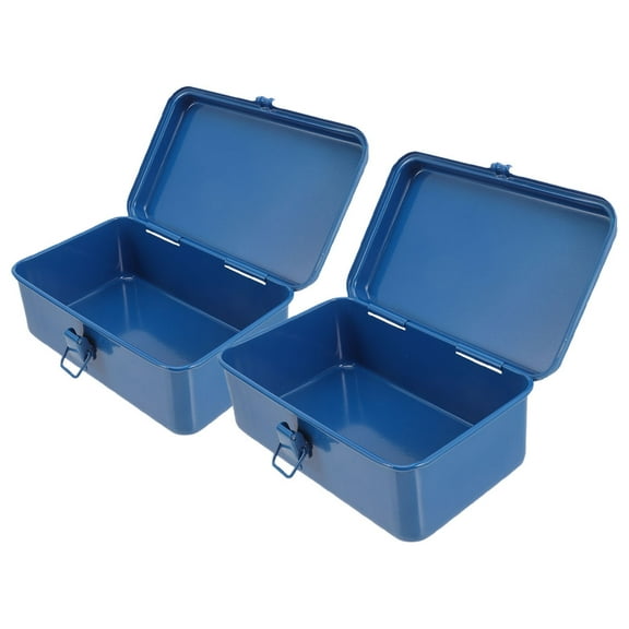 Raindrops Small Tool Box Blue Iron 2Pcs Portable Durable Storage Organizer