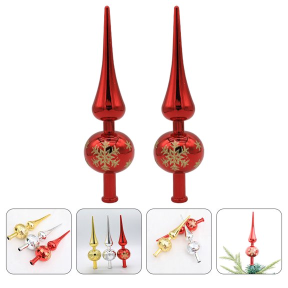 FOMIYES 2Pcs Red Christmas Tree Toppers Plastic Spherical Xmas Decor for Home Party Supplies