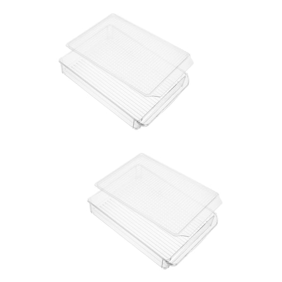 Raindrops 2pcs Refrigerator Organizer Bins Fridge Organizers Storage Clear Stackable Fridge Box with Lid