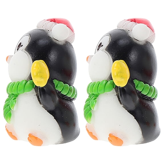 Raindrops Set of 2 Resin Penguin Figurines Red Decorative Pieces for Landscaping and Craft Projects