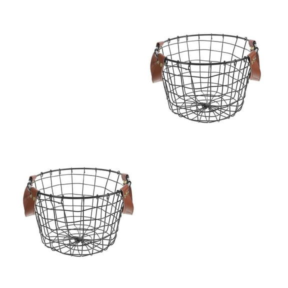Raindrops 2pcs Rustic Round Iron Firewood Storage Basket Firewood Storage Basket Wire Mesh Metal Clothes Hamper With Handle Farmhouse Container Organizer For Home Kitchen Outdoor S
