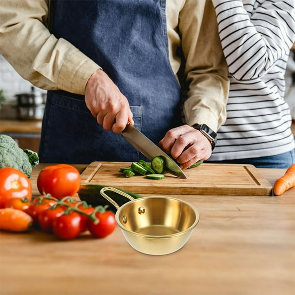 Raindrops 2Pcs Stainless Steel Korean Bibimbap Bowls with Handle for Camping Dipping and Kimchi
