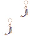 thumbnail image 1 of Raindrops 2pcs Shark Shape Key Chain Rhinestone Shark Pendant Decorative Key Ring Backpack Keychain, 1 of 8