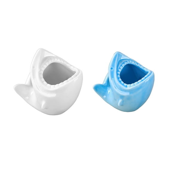 Raindrops 2pcs Shark Shaped Ceramic Flower Pot Succulent Plant Container Creative Desktop Decor for Home Office (Blue and White)