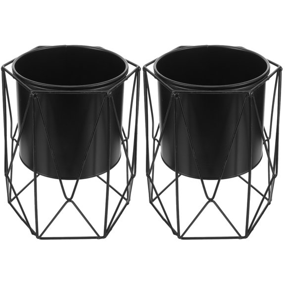 CHICHUMID Black Planter 2Pcs Indoor Flowerpot with Stand for Home Decor