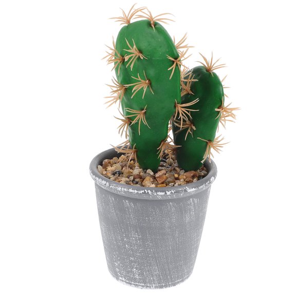 LABRIMP Set of 2 Artificial Potted Green Cactus Plants for Home and Office Counter Decoration