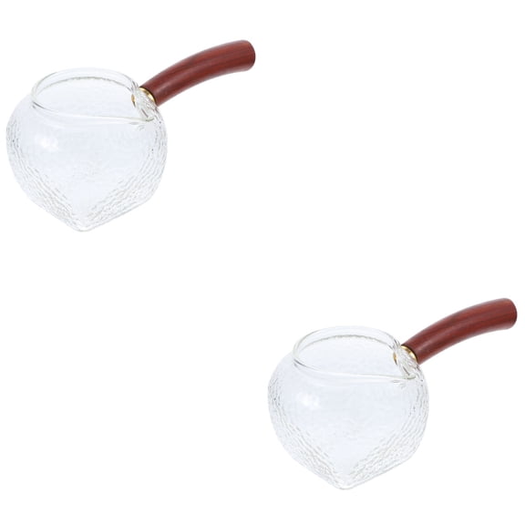 Raindrops Set of Glass Pitchers with Wood Handles, Spout Design Cups for Serving and Pouring