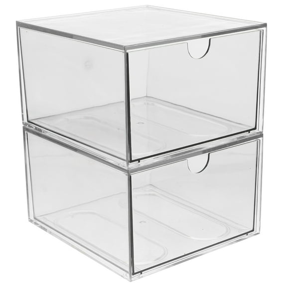 Raindrops 2pcs Stackable Face Towel Storage Box And Makeup Organizer With Drawers For Skincare And Cosmetics Storage In Bathroom Or Vanity