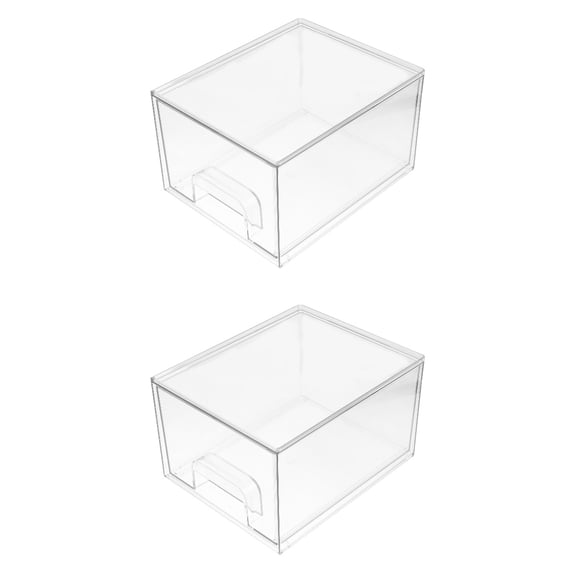 Raindrops 2pcs Stackable Makeup Cosmetics Organizer Storage Drawer Plastic Storage Bins For Vanity