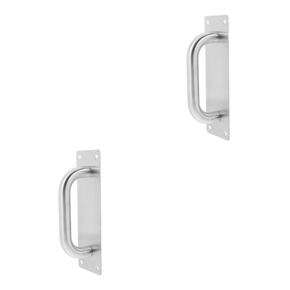 Raindrops 2pcs Stainless Steel Push Pull Door Handle Heavy Duty Metal Door Plate for Commercial Fire Door Pull Push Door Plate Handle Replacement Size S