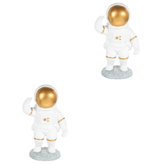 Raindrops 2-Pack Small Astronaut Figurines Resin Models Space Cartoon Statues Tabletop Decoration Set