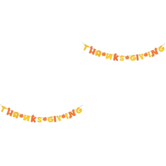 Raindrops 2pcs Thank You Bunting Banner Garland Photo Prop for Thanksgiving Party Home Decor (Style B)