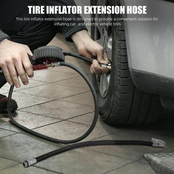 Raindrops 2pcs Tire Inflator Extension Hose Kit with Air Pressure Gauge for Tire Inflation and Air Compressor Accessories Replacement