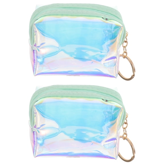 FOMIYES Compact Light Green PVC Wallet Keychain - Ideal for Students and Teens 2Pcs