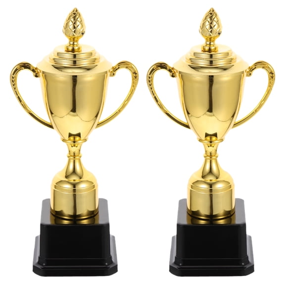 CHICHUMID 2Pcs Golden Plastic Trophy Cup Decorative Award for Student Competition Celebration and Ceremony
