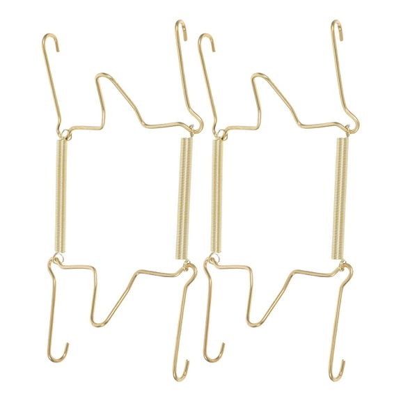 Raindrops 2pcs U-Shaped Invisible Spring Plate Hangers Metal Wall Plate Holders for Display Decorative Plate Wall Hanger Heavy Duty Plate Display Hooks