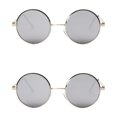 thumbnail image 1 of Raindrops 2pcs Vintage Metal Frame Round Reflective Sunglasses Circle Mirrored Sunglasses Men Women Glasses (Silver Frame with Water Silver Lens), 1 of 8