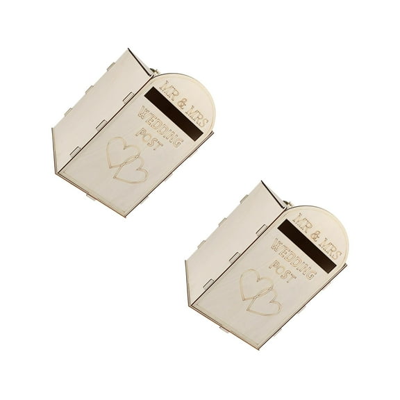 Raindrops 2pcs Wedding Wooden Post Box Rustic Mailbox Gift Holder Craft Ornaments Wedding Supplies (With a Key)
