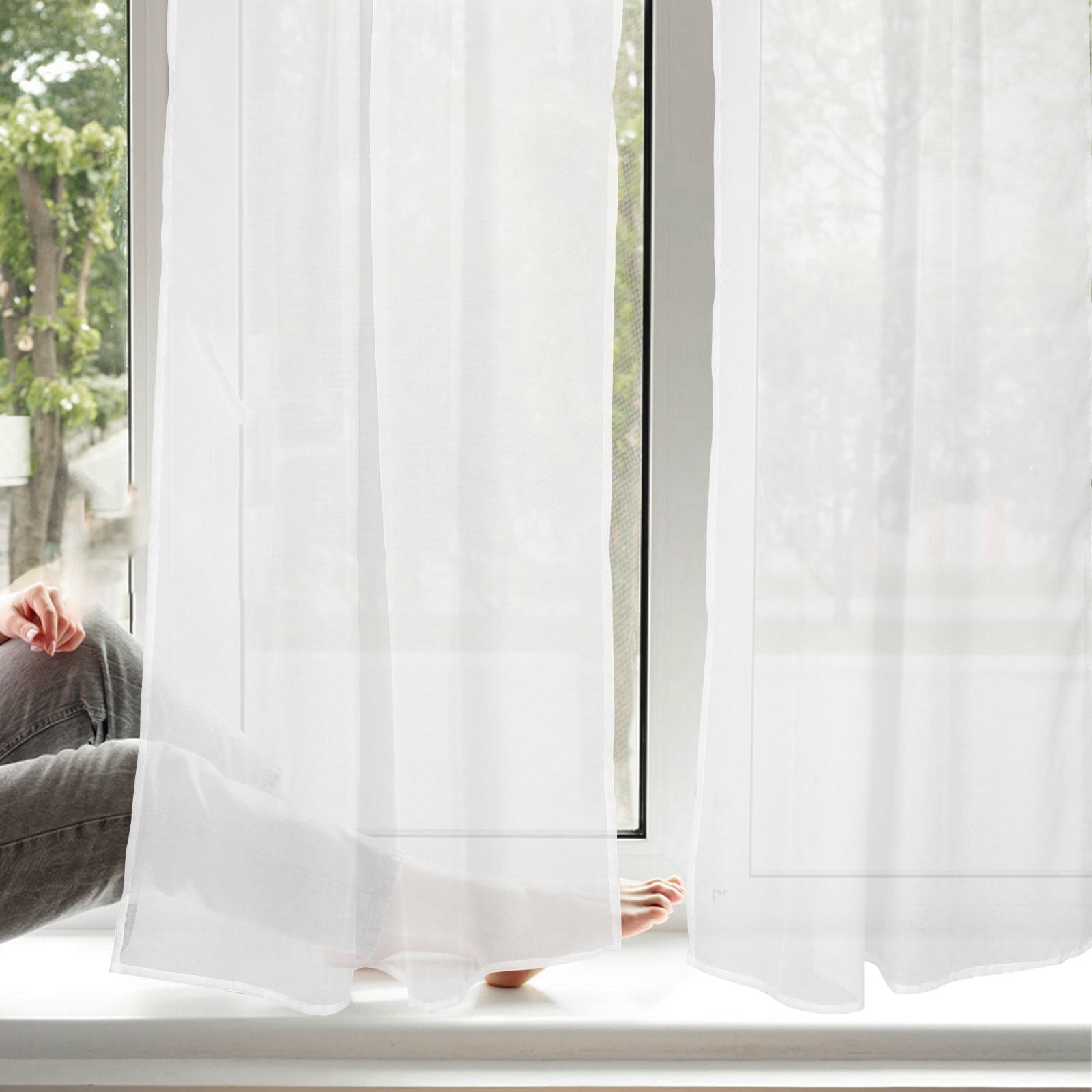 Window Drape Balance Raindrops 2pcs White Curtains For Living Room Semitransparent Balance ...