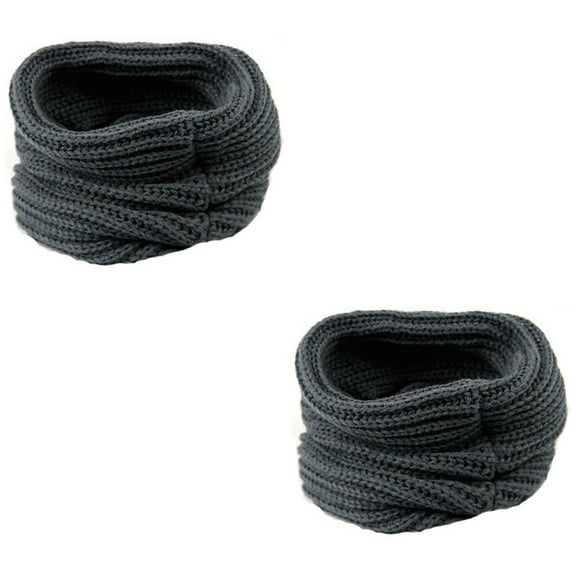Raindrops 2pcs Women Winter Warm One Circle Knit Wool Blend Cowl Loop Scarf Shawl Thick Neckerchief (Dark Grey)