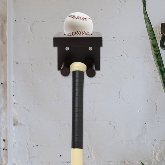 Raindrops 2pcs Wood Baseball Bat Wall Mount Holder Horizontal Display Rack Hanger for Memorabilia and Collectibles