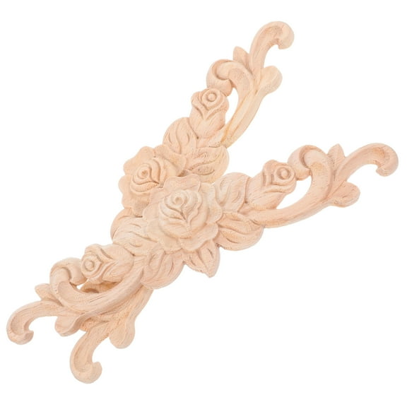 Raindrops Diy Decorative Onlays Wood Carved Appliques 2Pcs 7.9X2.0X0.3In