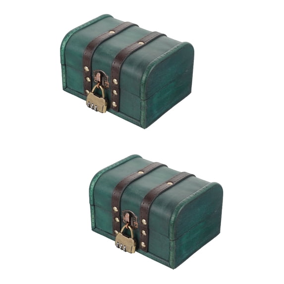 Raindrops 2-Pack Vintage Wooden Jewelry Box with Lock, Treasure Storage Chest, Decorative Wood Keepsake Box