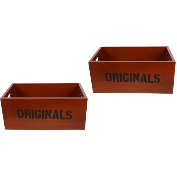 Raindrops 2pcs Wooden Crate Box Wooden Desktop Storage Bin Wood Desk Crate Retro Storage Bin