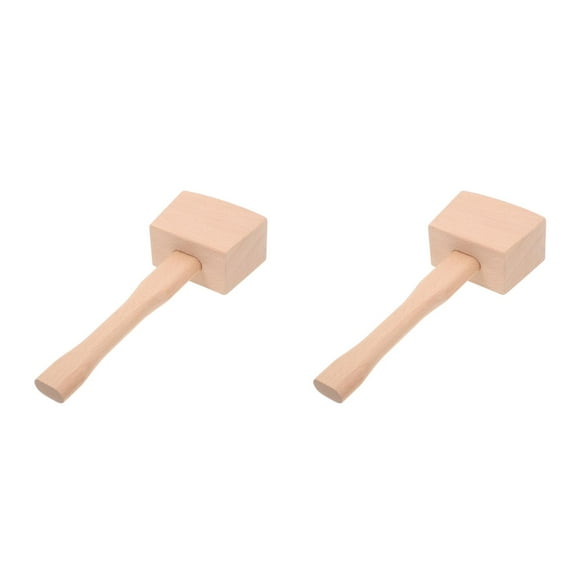 Raindrops Leathercraft Mallet Beige Beech Wood Compact Size for Home Use 2Pcs