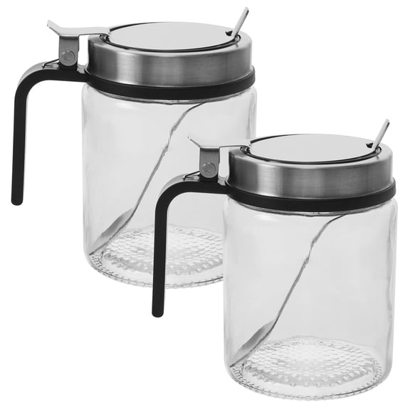 Raindrops 2set Glass Seasoning Jar With Stainless Steel Lid And Spoon For Kitchen Storage And Outdoor Small Container For Spices And Condiments
