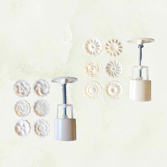 FOMIYES 2Sets Hand Pressure Mooncake Mold White ABS Material Ideal for Baking Decorative Mooncake Desserts
