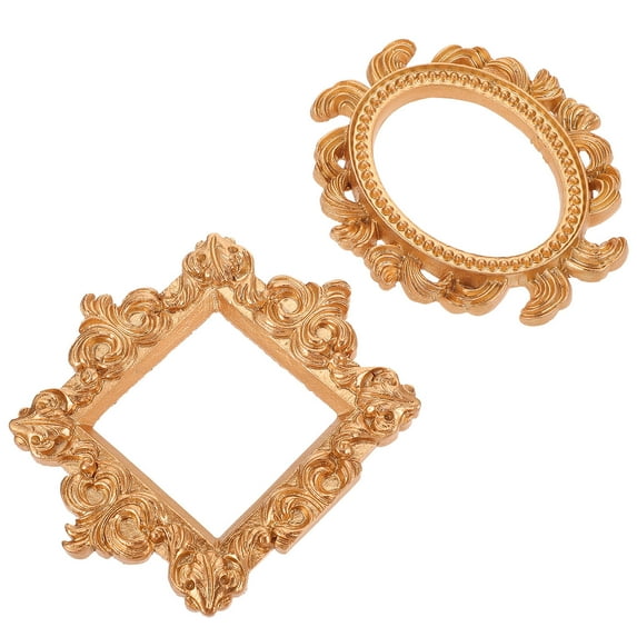 Raindrops 3.73X3.14X0.28In 2Pcs Oval Resin Photo Frames Mini Vintage Style For Study Office