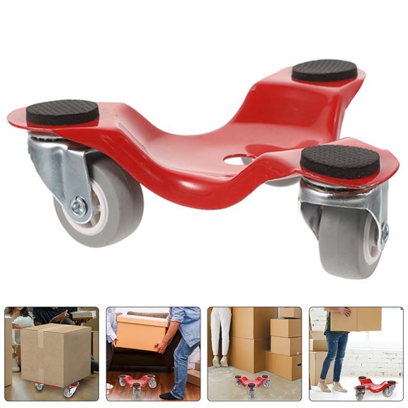 CRILSTYLEO 3Pcs Red Metal Moving Dolly for Furniture and Appliances with Stable 3 Wheel Design