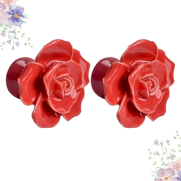 Raindrops 3 Count Rose Pulls Cupboard Knobs Ceramic Handle Travel