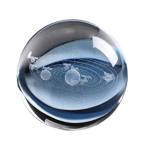 Raindrops  3 D Cosmic Model Engraved Glass Ball Miniature Gazing Moon Clear