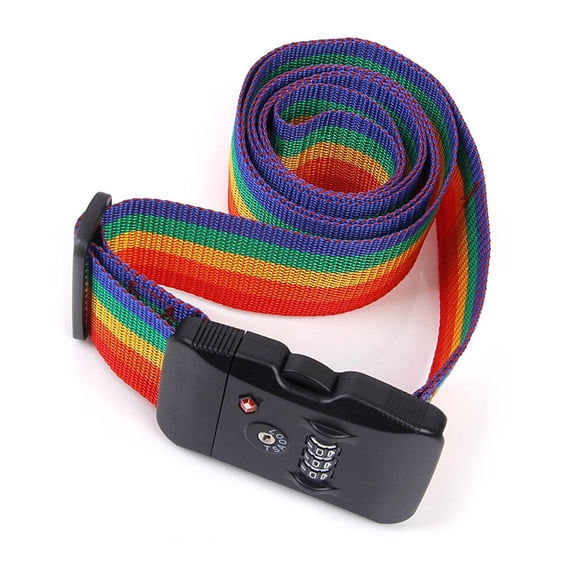 Raindrops  3 -Dial No Key Needed Luggage Strap Rainbow Colored
